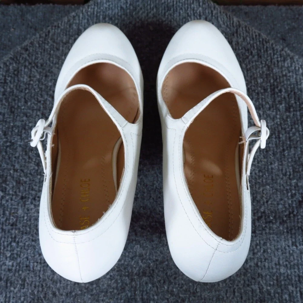 Chase + Chloe Kimmy-21 Women Mary Jane Pumps Size 8.5 Dress Wedding White Shoes